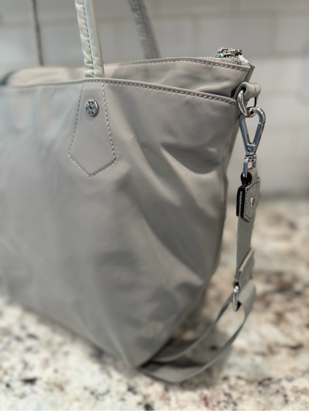 Light Gray Women’s Tote Bag with Convertible Strap - Picture 6 of 16